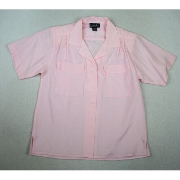 DAVID MATTHEW - WOMEN'S LIGHT PINK SHORT SLEEVE SILKY TEXTURED BLOUSE - SIZE 6 - Picture 1 of 9